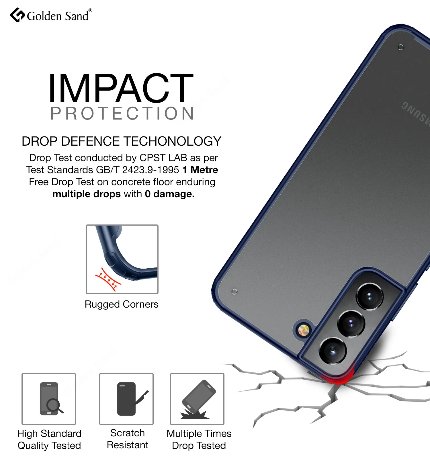Samsung Galaxy S22+ Plus 5G (6.6 inch) Back Cover | Rugged Frosted Series, Blue - Image 3