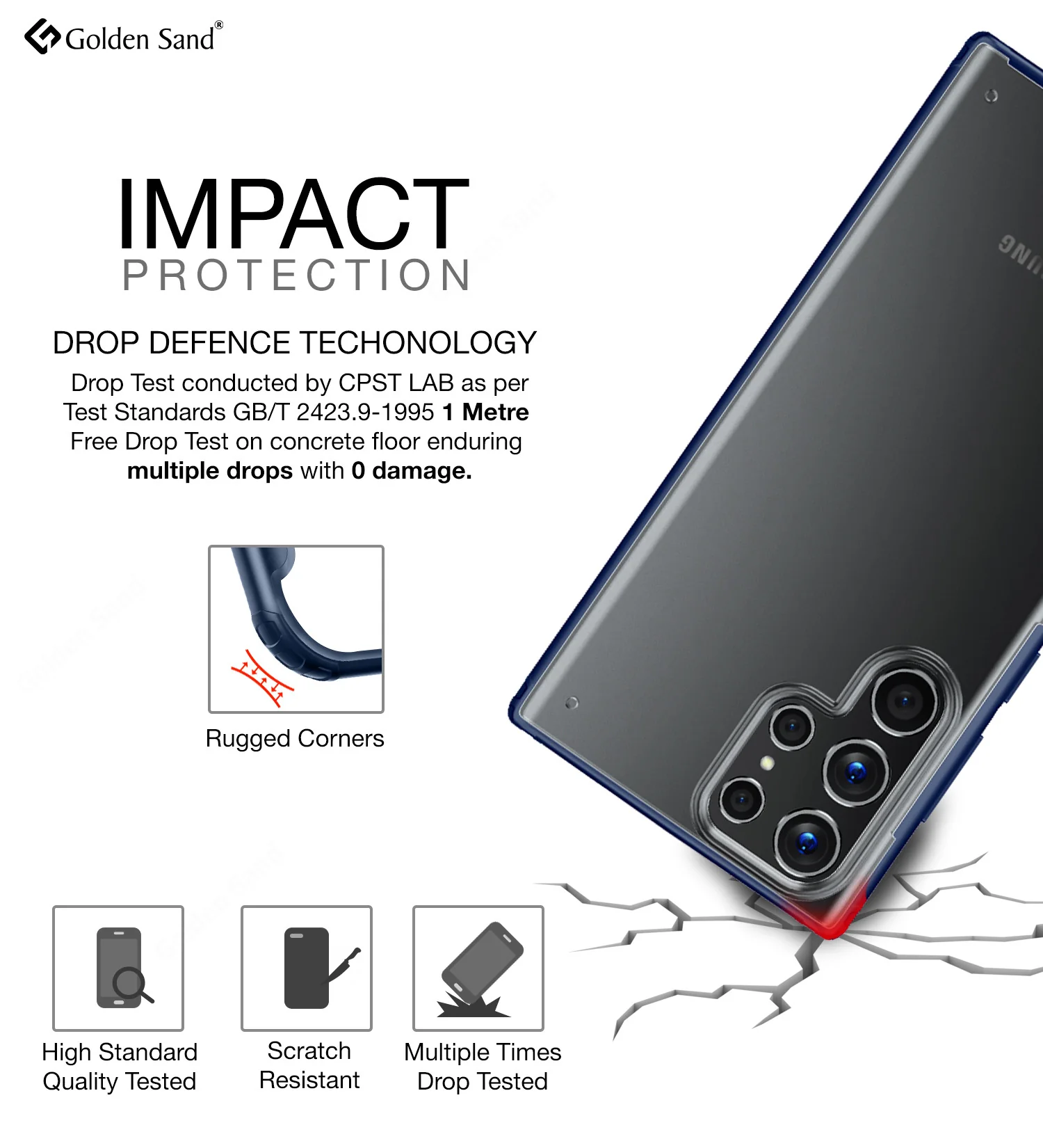 Samsung Galaxy S22 Ultra 5G (6.8 inch) Back Cover | Rugged Frosted Series, Blue - Image 3