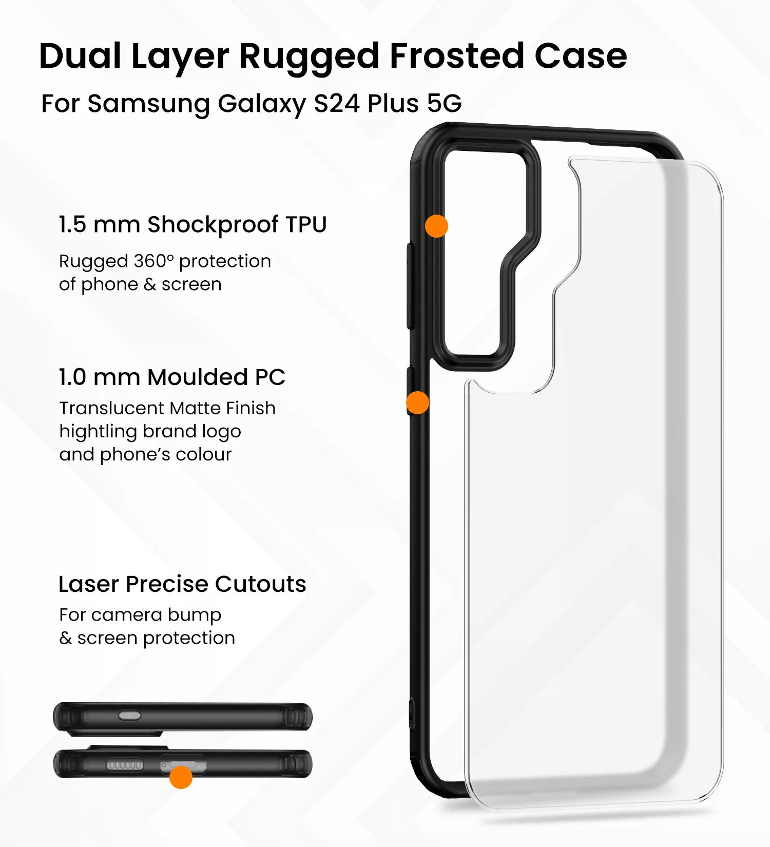 Samsung Galaxy S24+ Plus 5G (6.7 inch) Back Cover | Rugged Frosted Series, Black - Image 3