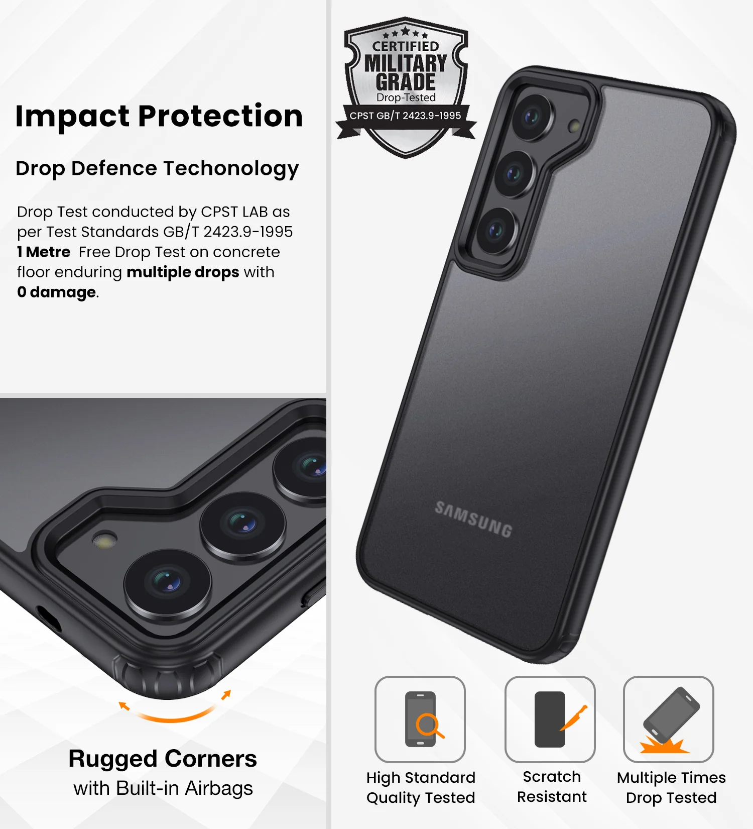 Samsung Galaxy S24+ Plus 5G (6.7 inch) Back Cover | Rugged Frosted Series, Black - Image 4