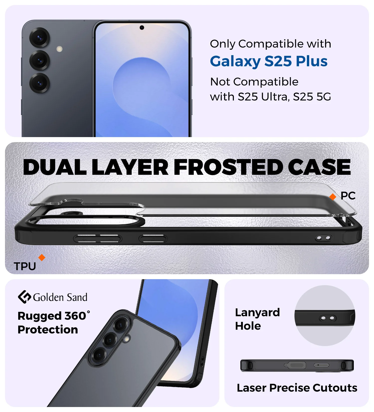 Samsung Galaxy S25 Plus 5G (6.7 inch) Back Cover | Rugged Frosted Series, Black - Image 3