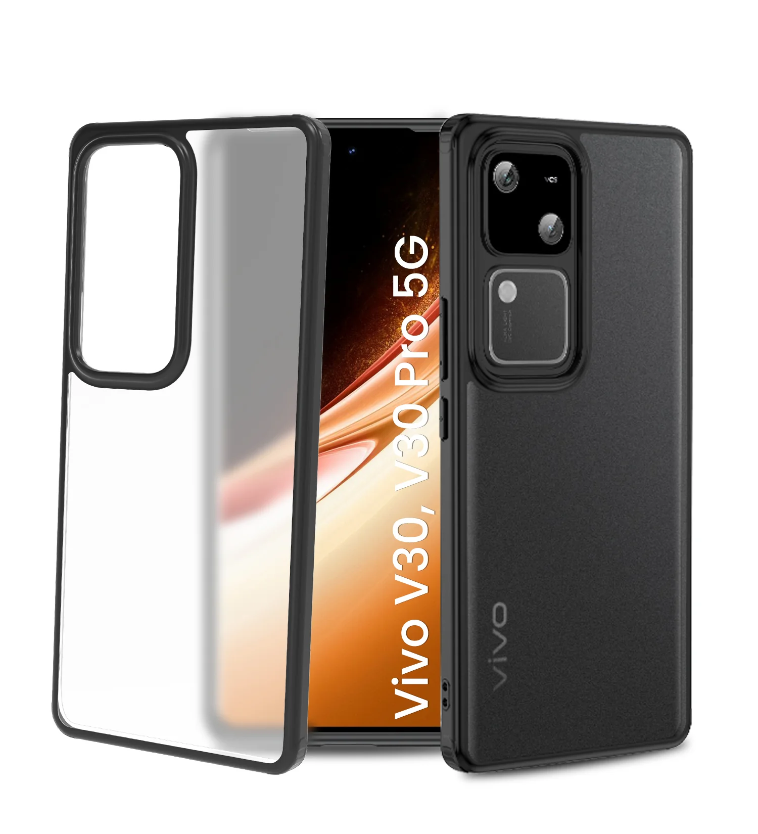 Vivo V30 5G, Vivo V30 Pro 5G (6.78 inch) Back Cover | Rugged Frosted Series, Black