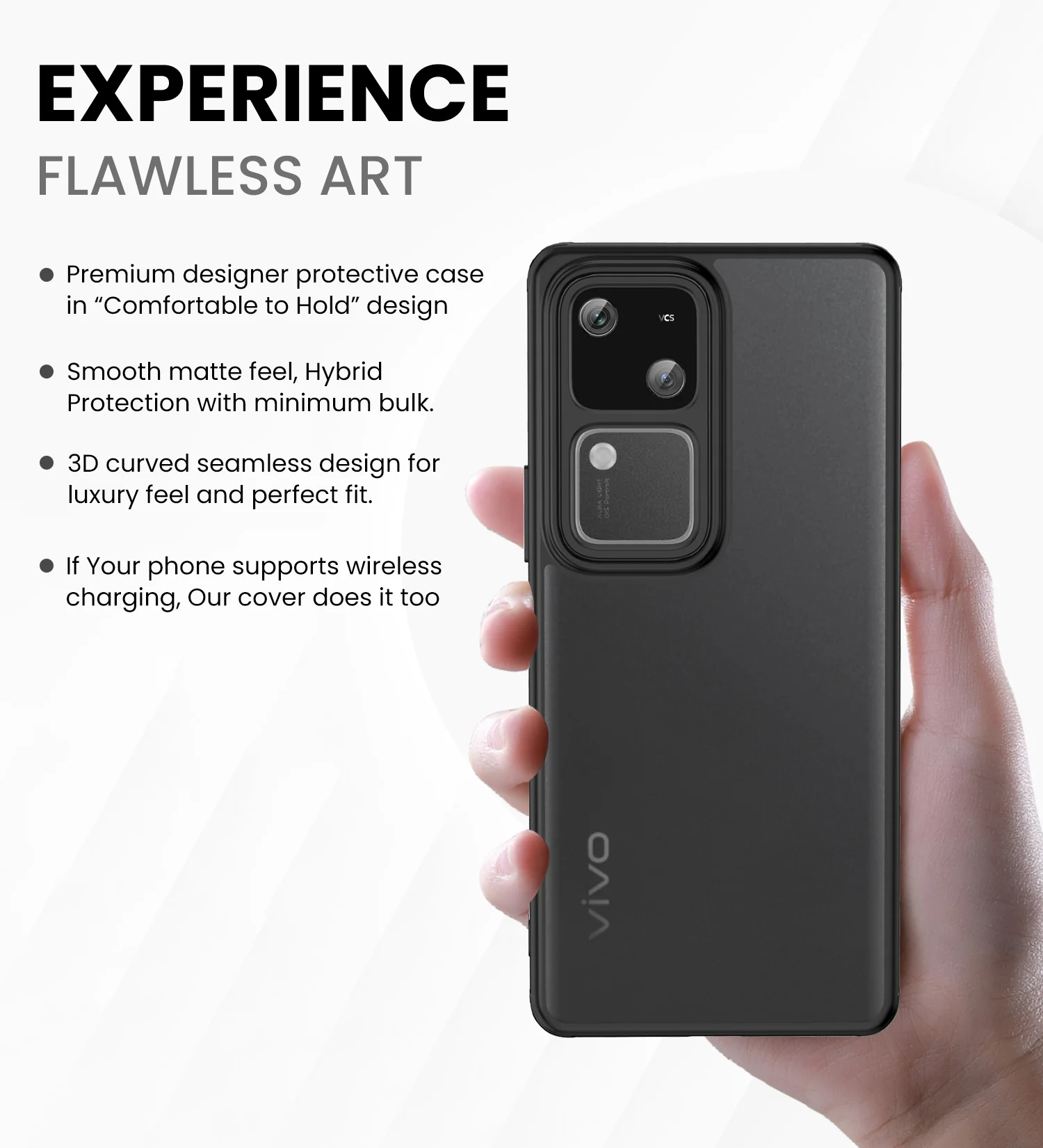 Vivo V30 5G, Vivo V30 Pro 5G (6.78 inch) Back Cover | Rugged Frosted Series, Black - Image 5