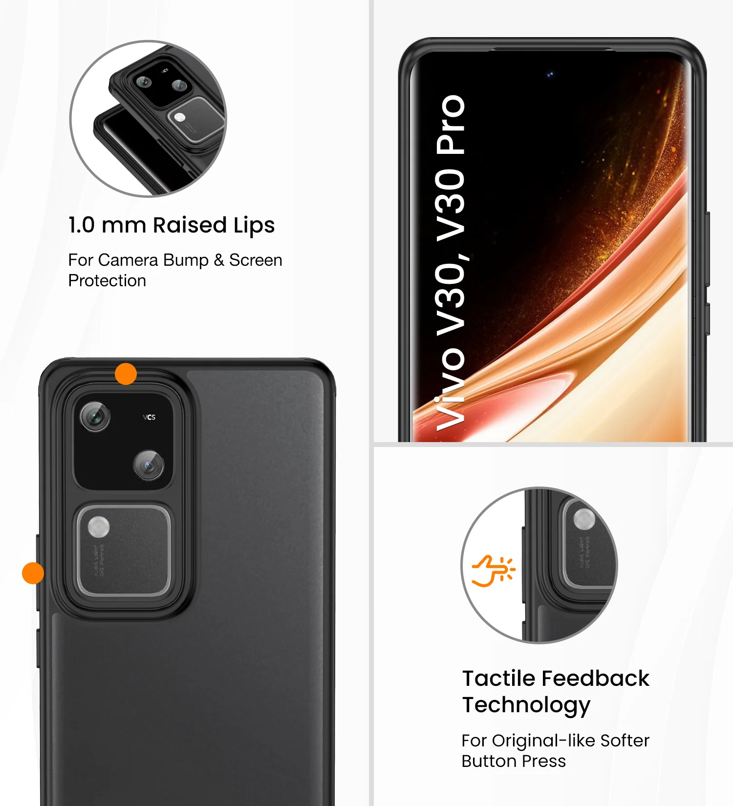 Vivo V30 5G, Vivo V30 Pro 5G (6.78 inch) Back Cover | Rugged Frosted Series, Black - Image 6