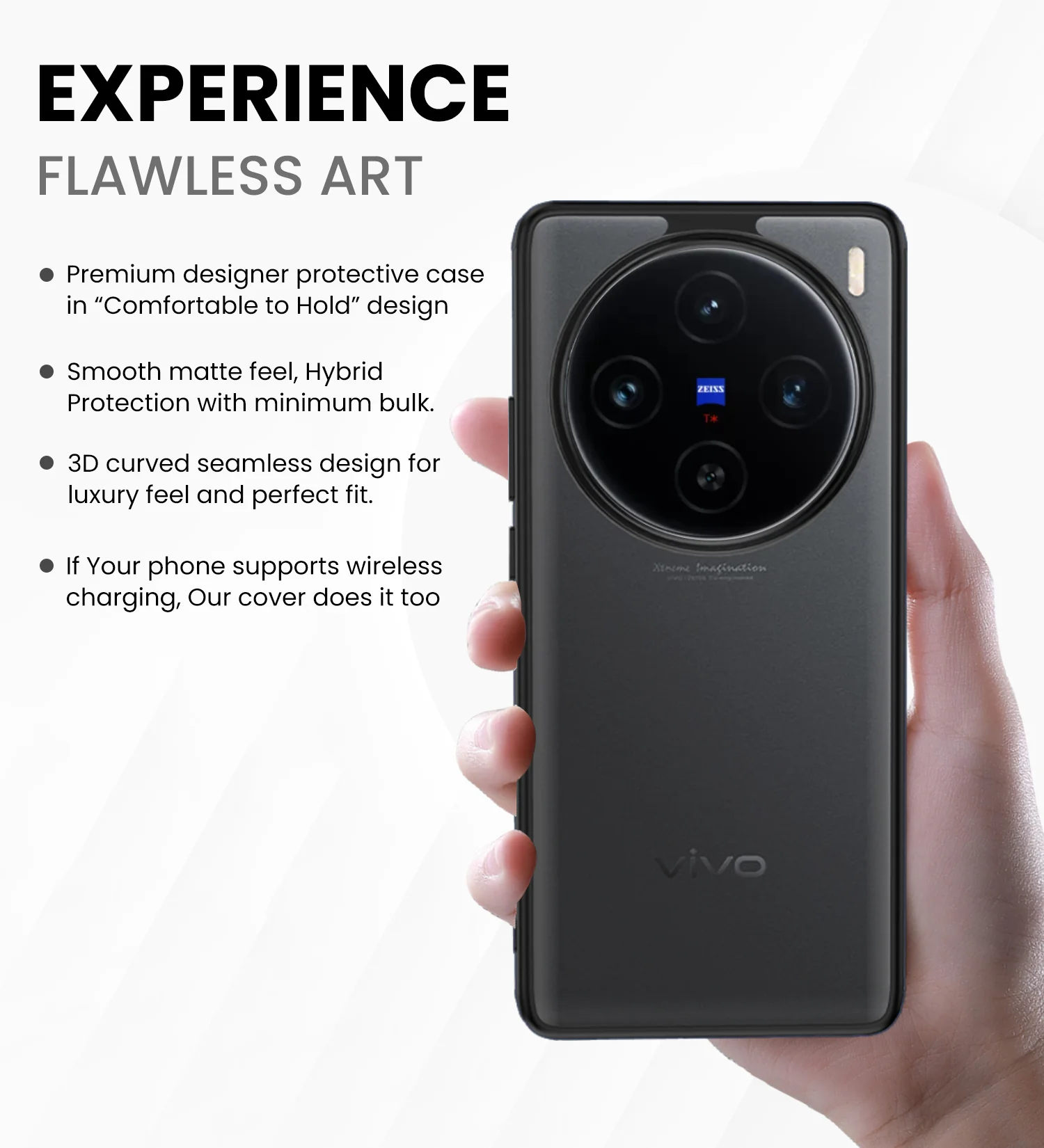Vivo X100 5G (6.78 inch) Back Cover | Rugged Frosted Series, Black - Image 5