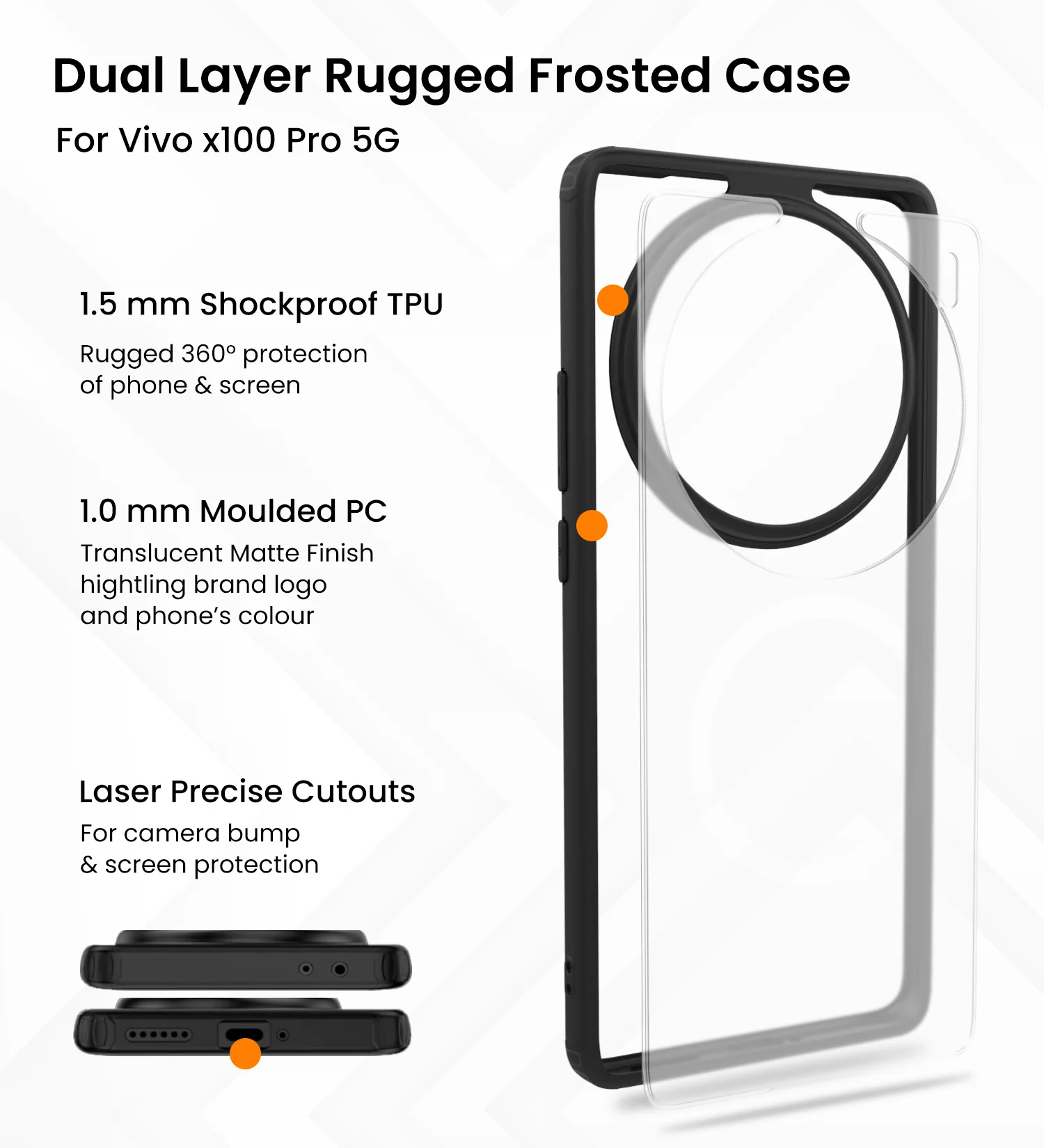 Vivo X100 Pro 5G (6.78 inch) Back Cover | Rugged Frosted Series, Black - Image 3