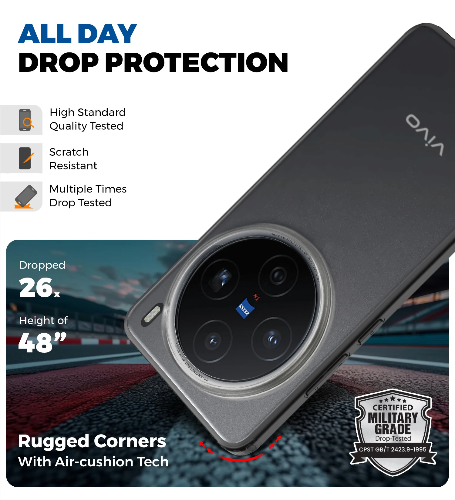 Vivo X200 5G (6.67 inch) Back Cover | Rugged Frosted Series, Black - Image 5