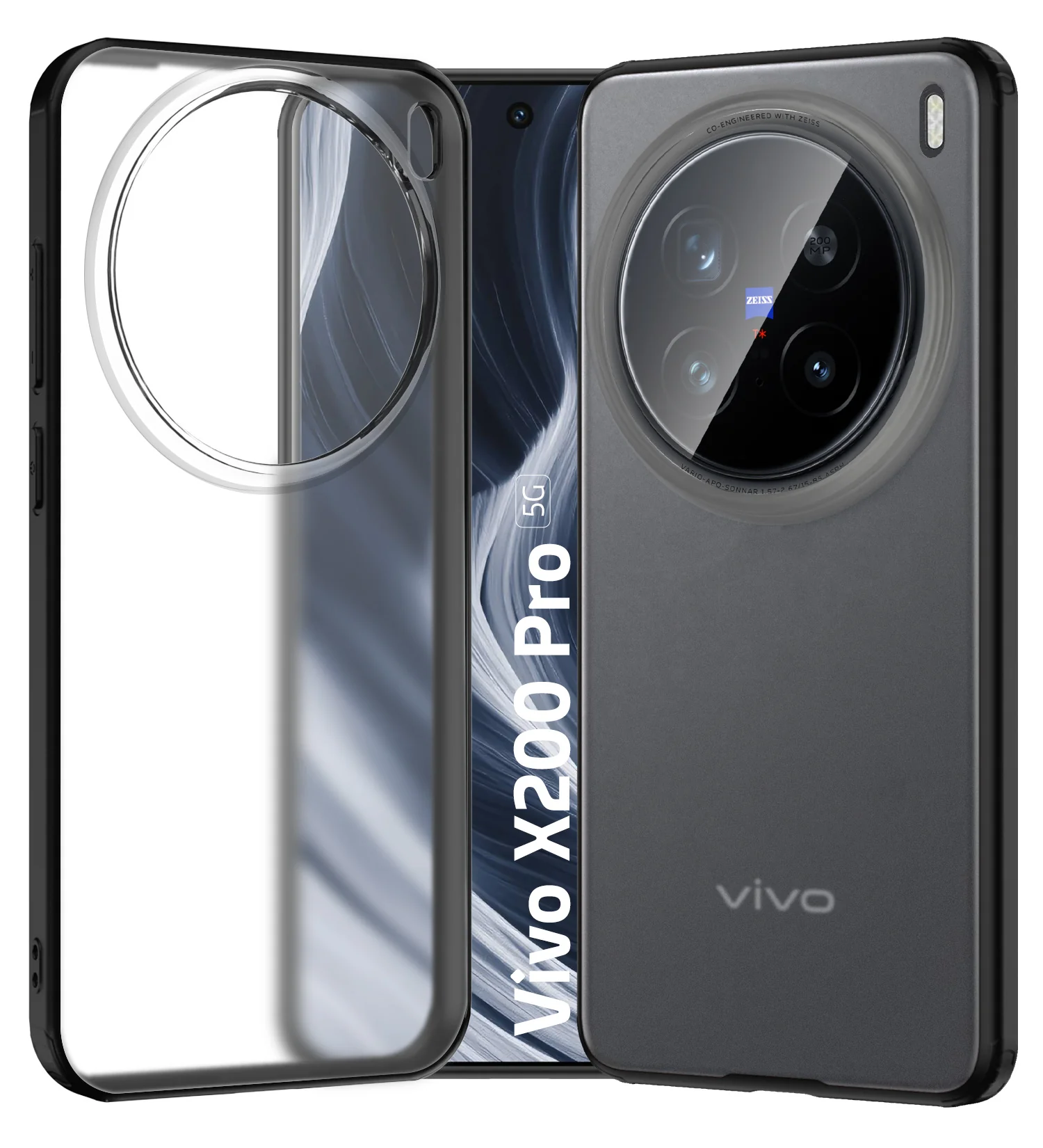 Vivo X200 Pro 5G (6.78 inch) Back Cover | Rugged Frosted Series, Black
