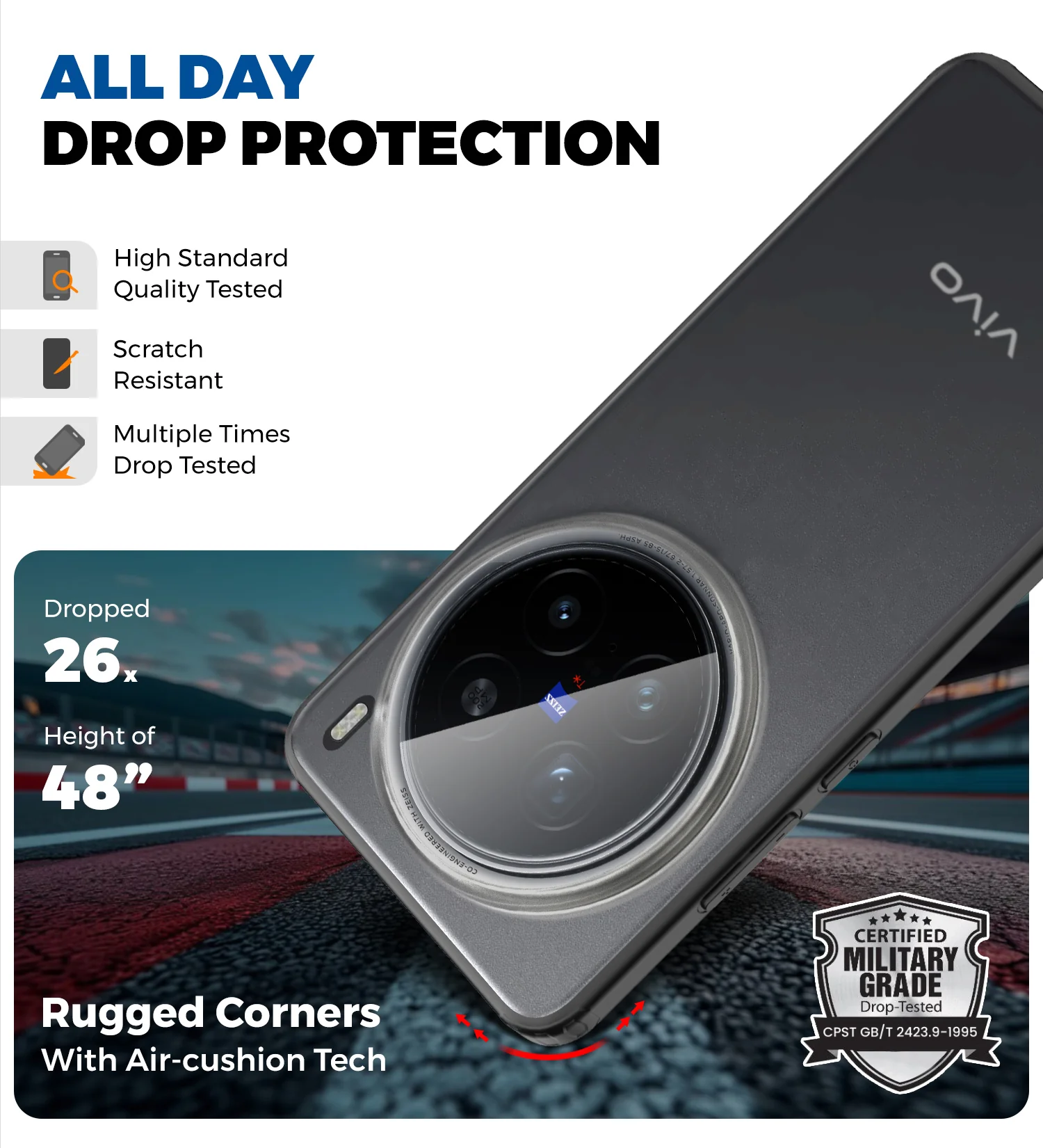 Vivo X200 Pro 5G (6.78 inch) Back Cover | Rugged Frosted Series, Black - Image 5