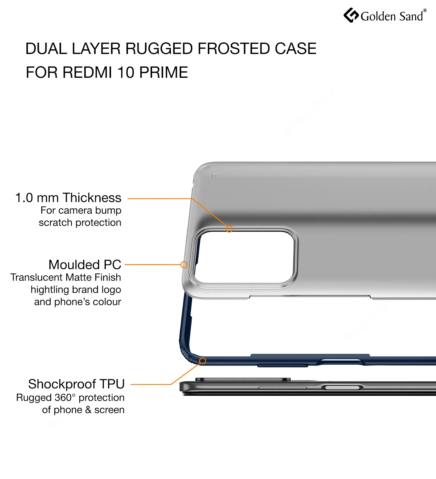 Xiaomi Redmi 10 Prime (6.5 inch) Back Cover | Rugged Frosted Series, Blue - Image 2