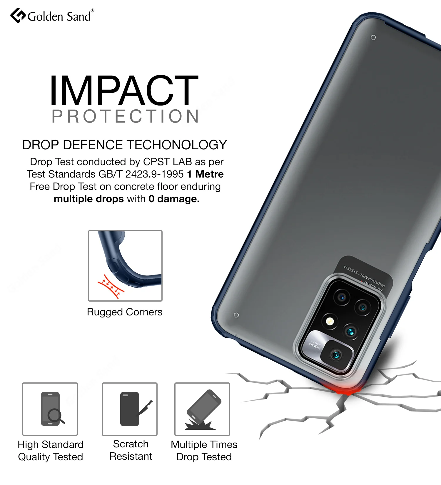 Xiaomi Redmi 10 Prime (6.5 inch) Back Cover | Rugged Frosted Series, Blue - Image 3