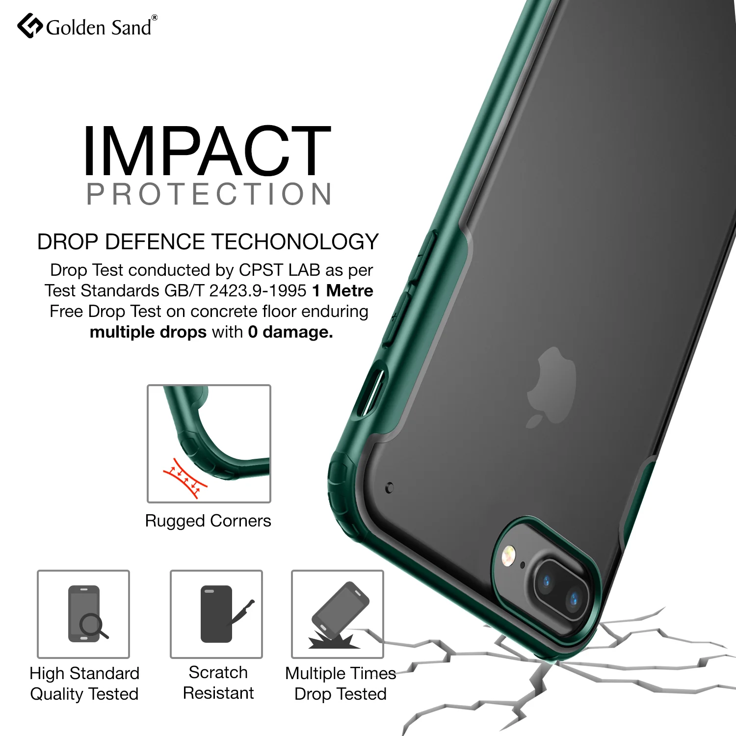 Apple iPhone 6 Plus, 7 Plus, 8 Plus (5.5 inch) Back Cover | Rugged Frosted Series, Green - Image 3