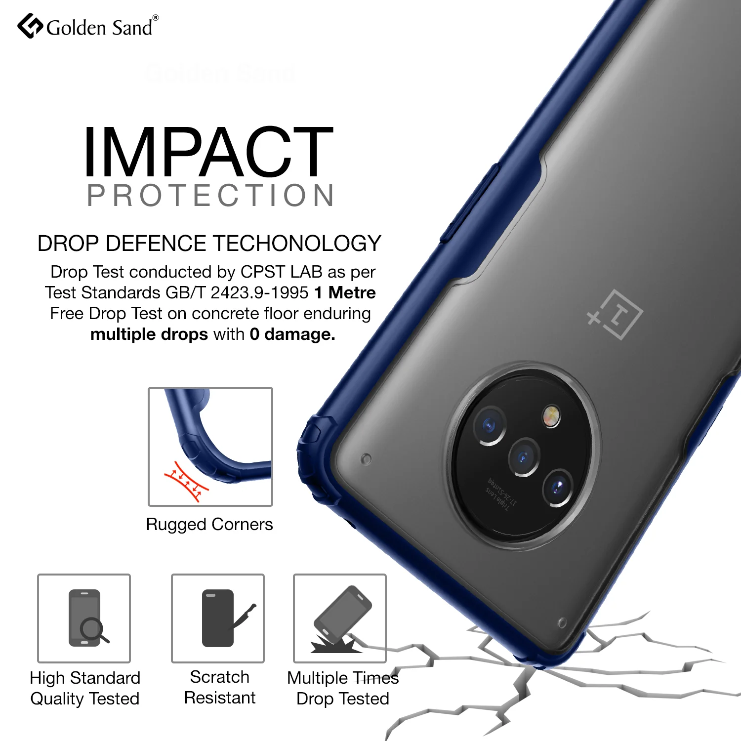 OnePlus 7T (6.55 inch) Back Cover | Rugged Frosted Series, Blue - Image 3