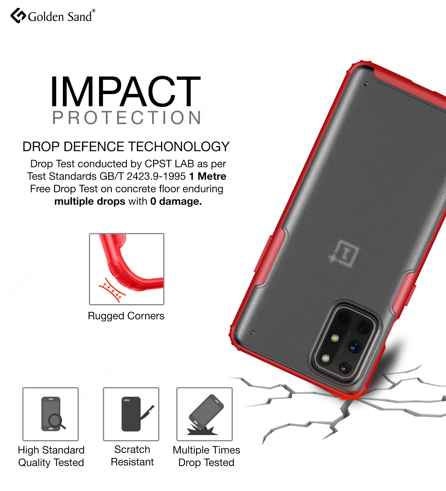 OnePlus 8T, One Plus 9R Back Cover | Rugged Frosted Series, Red - Image 3
