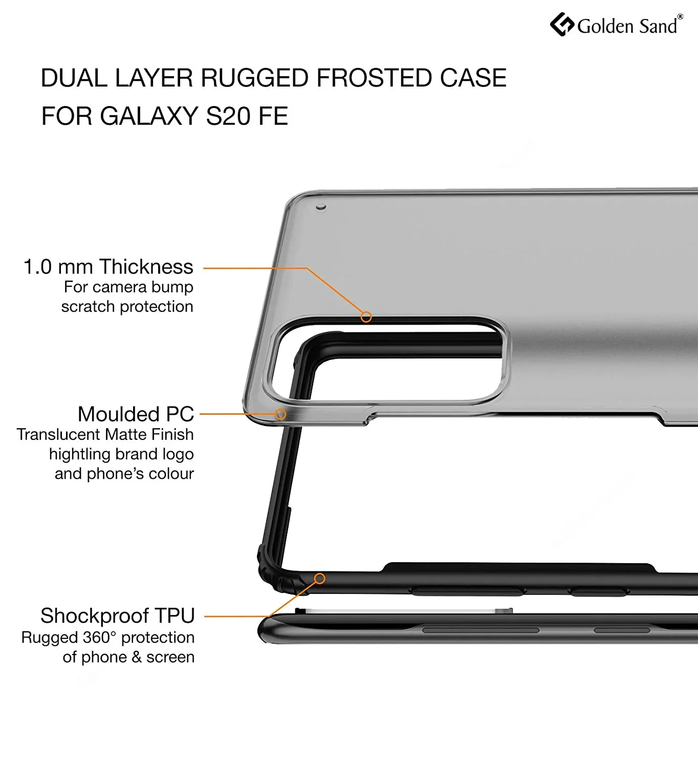 Samsung Galaxy S20 FE, Samsung Galaxy S20 FE 5G Back Cover | Rugged Frosted Series, Black - Image 2
