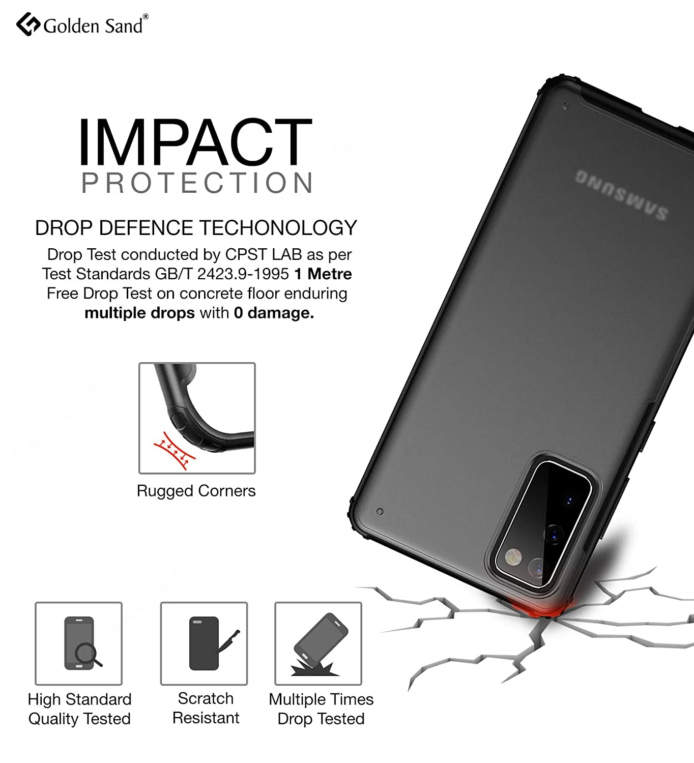 Samsung Galaxy S20 FE, Samsung Galaxy S20 FE 5G Back Cover | Rugged Frosted Series, Black - Image 3