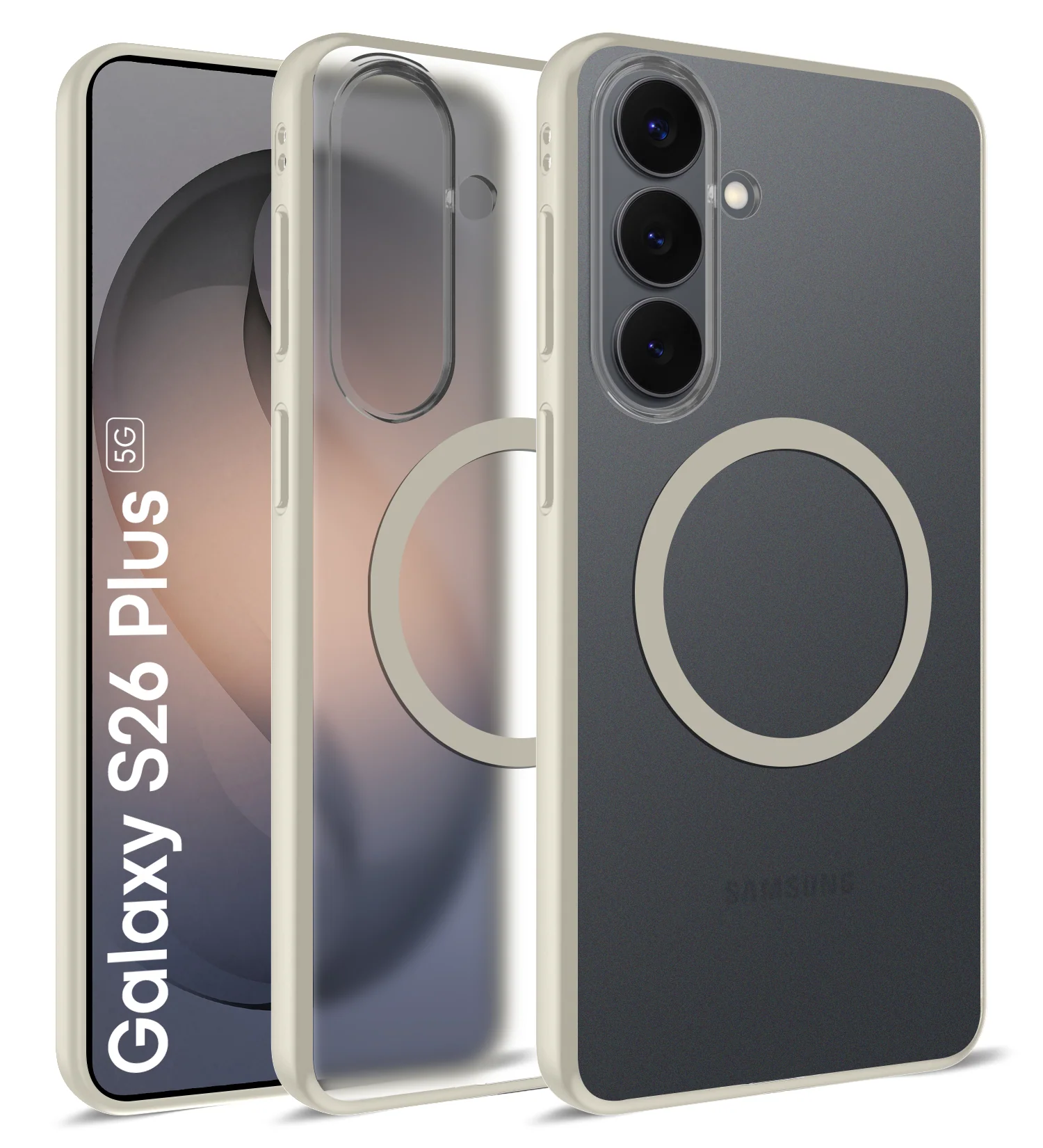 Samsung Galaxy S26 Plus 5G (6.7 inch) Back Cover | Rugged Frosted MagSnap Series, Silver Ivory