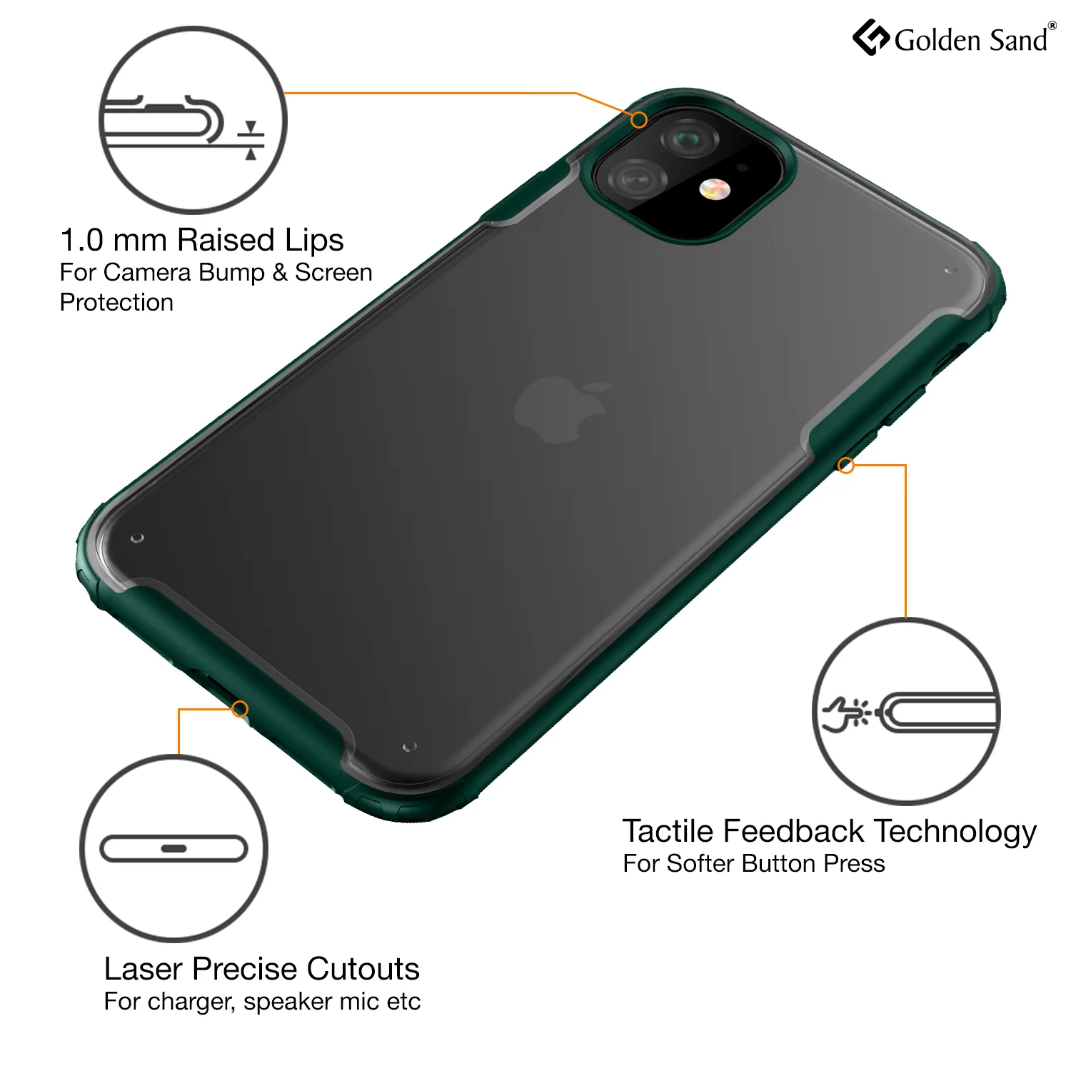 Rugged Frosted Series Hybrid Translucent Back Cover for Apple iPhone 11 6.1 inch, Green - Image 5