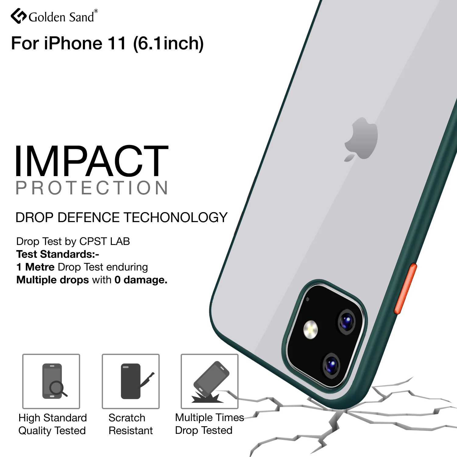 Simply Clear Series Hybrid Transparent Back Cover for Apple iPhone 11 6.1 inch,  Green - Image 3