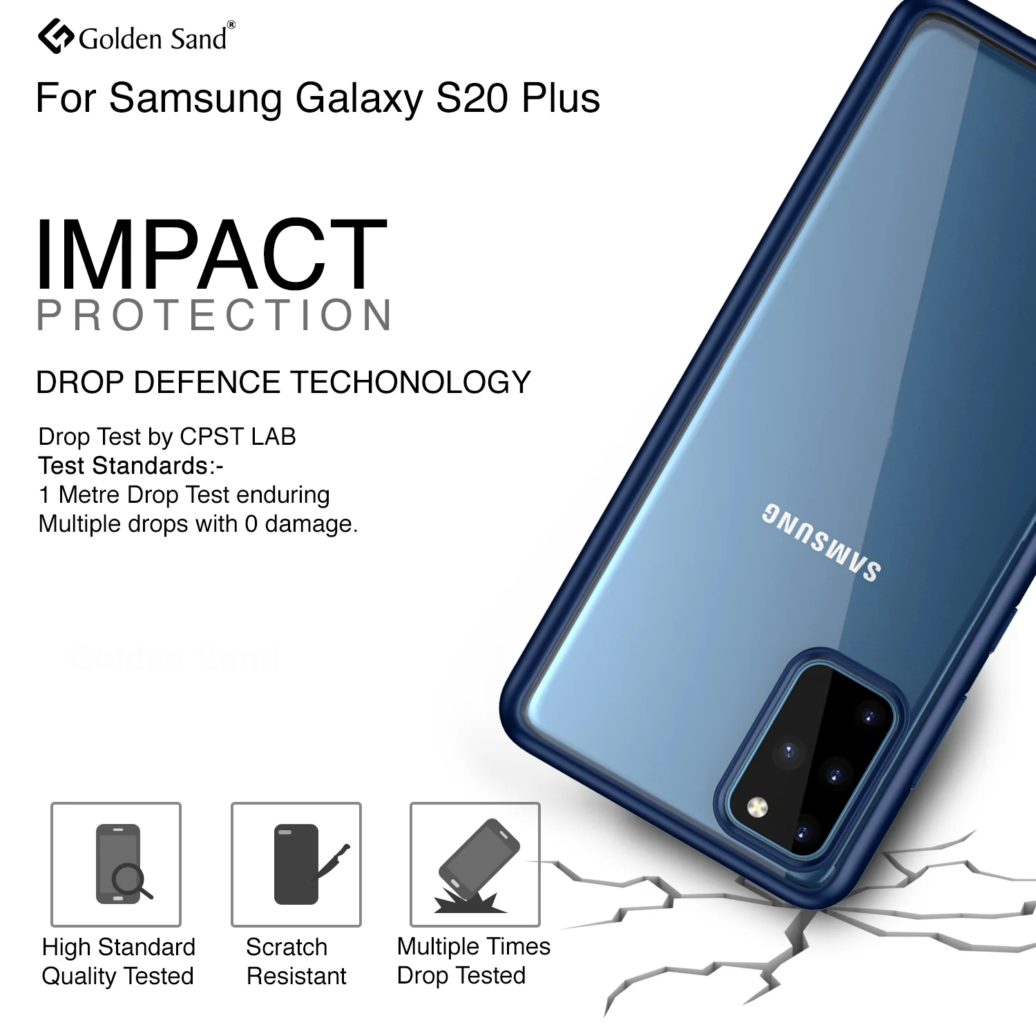 Simply Clear Series Hybrid Transparent Back Cover for Samsung Galaxy S20 Plus 6.7 inch, Blue - Image 3