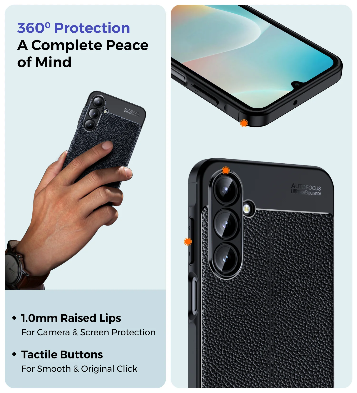 Samsung Galaxy M16 5G, Samsung Galaxy F16 5G (6.7 inch) Back Cover | Vegan Leather Series, Black - Image 3