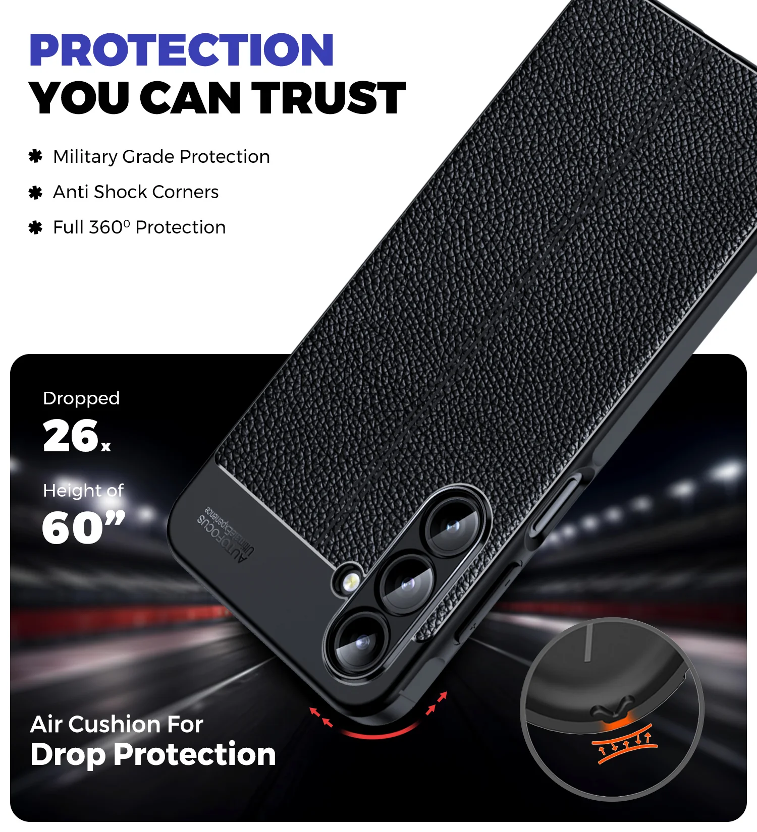 Samsung Galaxy M16 5G, Samsung Galaxy F16 5G (6.7 inch) Back Cover | Vegan Leather Series, Black - Image 4