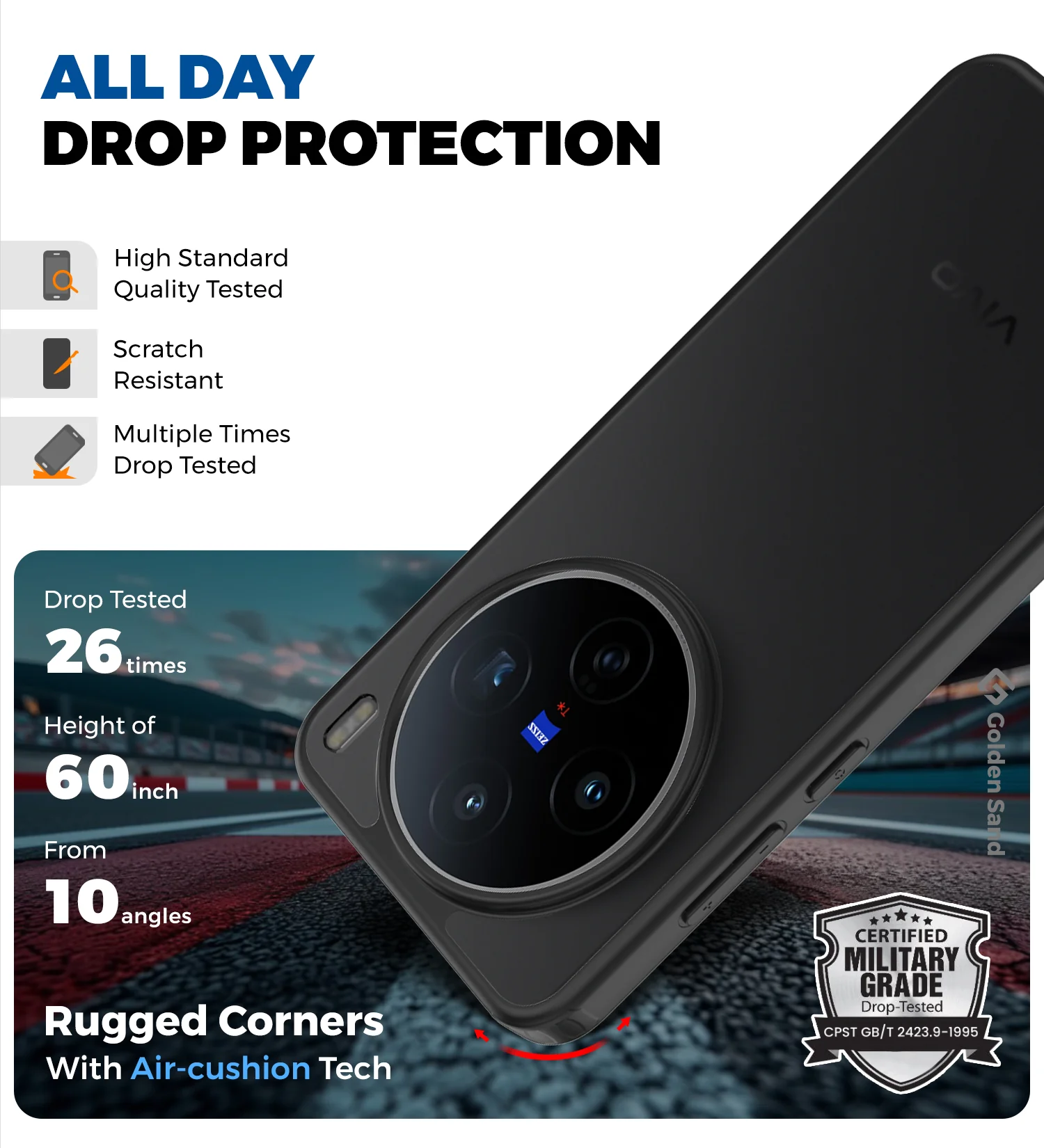 Vivo X200T 5G (6.67 inch) Back Cover | Rugged Frosted Series, Stellar Black - Image 4