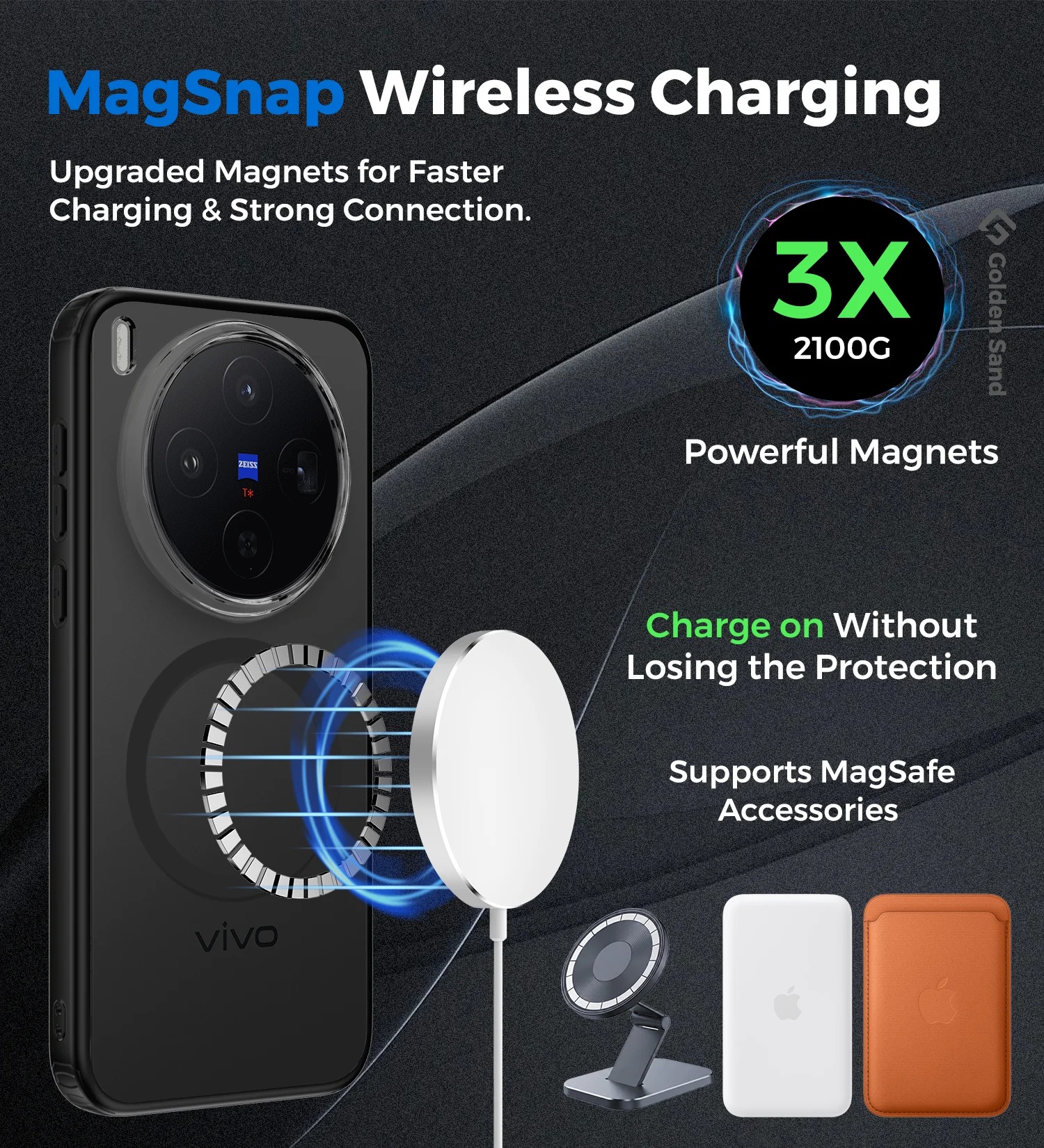 Vivo X300 5G (6.31 inch) Back Cover | Rugged Frosted MagSnap Series, Phantom Black - Image 5