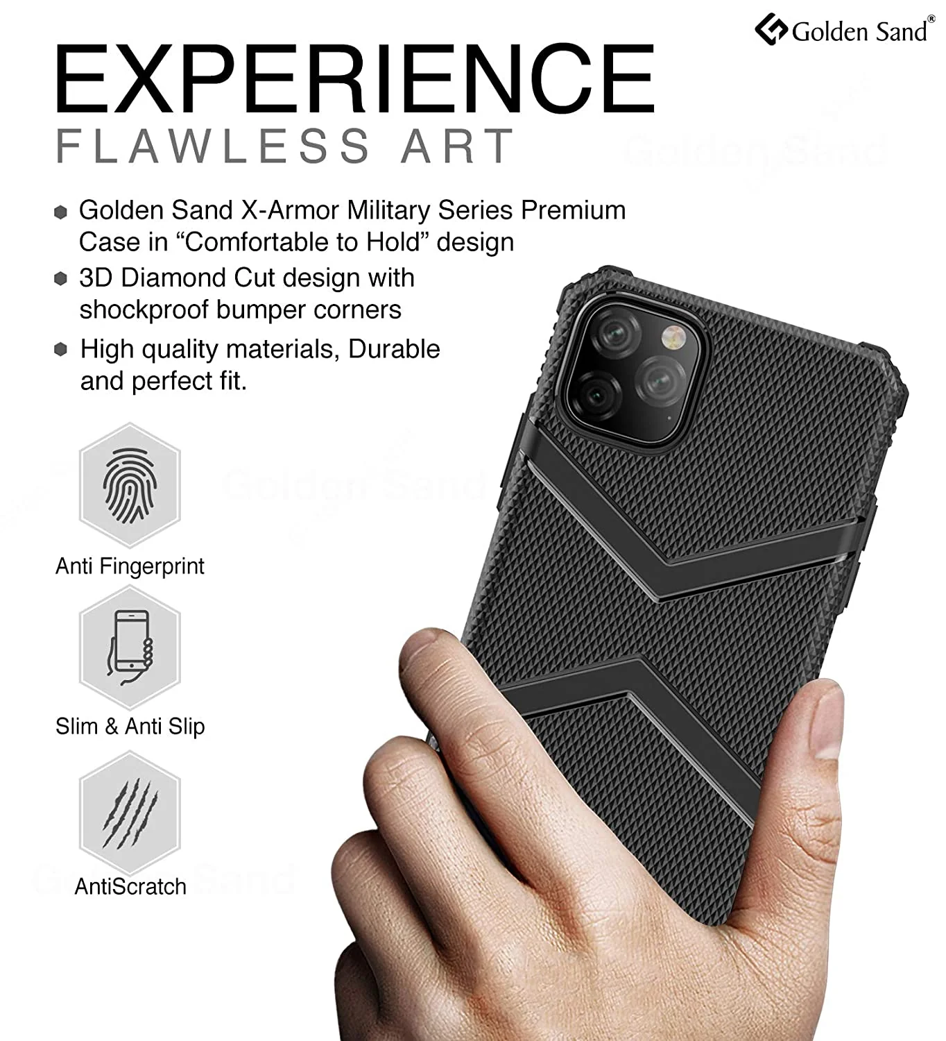 X-Armor Military Series Shock Proof Back Cover for Apple iPhone 11 Pro 5.8 inch, Black - Image 5