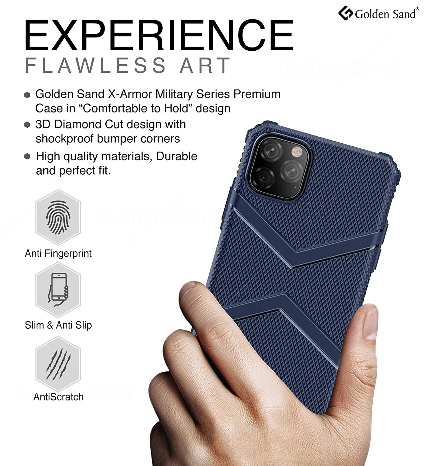 X-Armor Military Series Shock Proof Back Cover for Apple iPhone 11 Pro 5.8 inch, Blue - Image 5