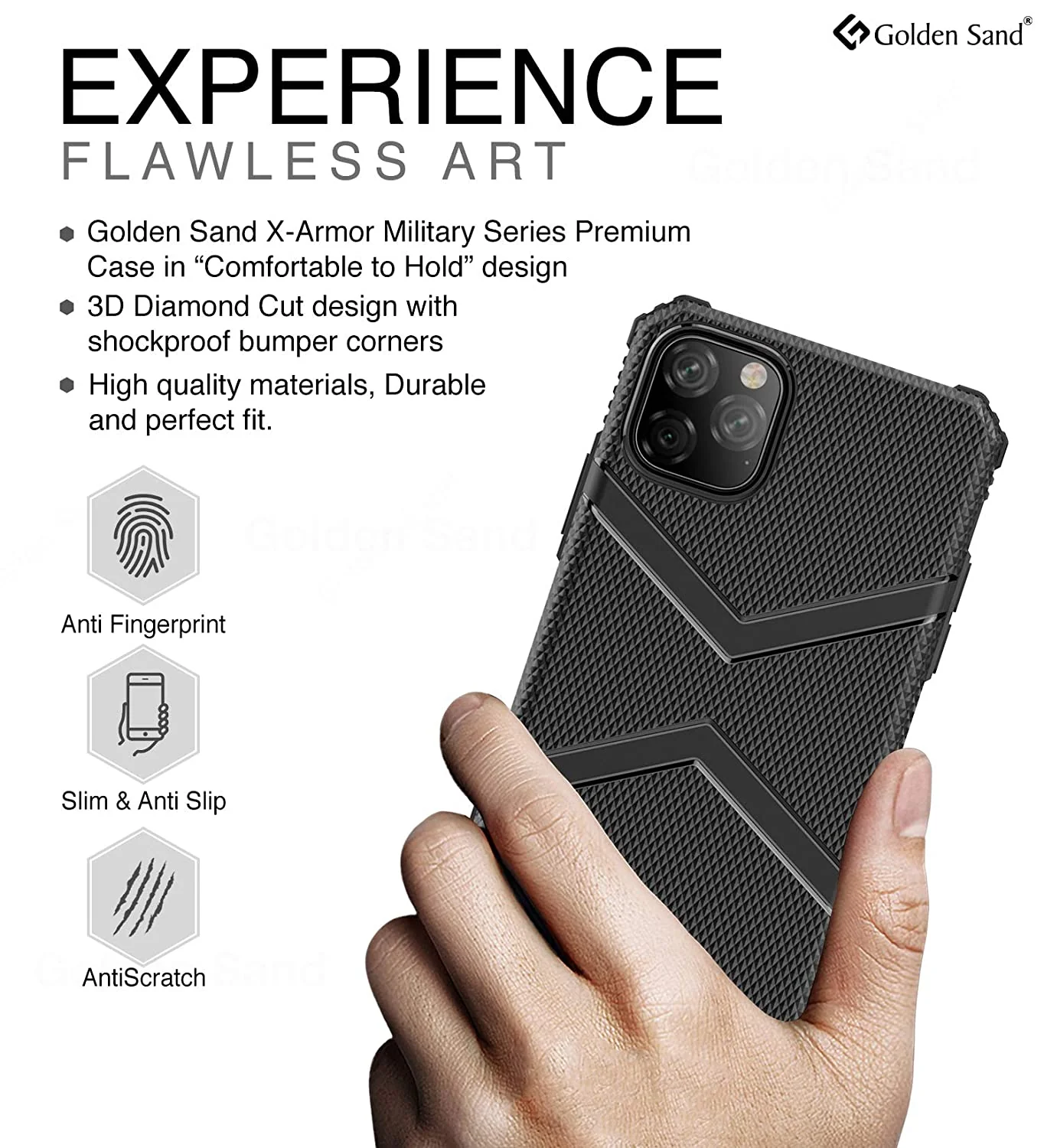 X-Armor Military Series Shock Proof Back Cover for Apple iPhone 11 Pro Max 6.5 inch, Black - Image 5